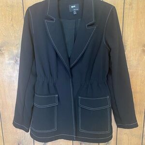 Greylin Black Blazer with Contrast White Stitching
